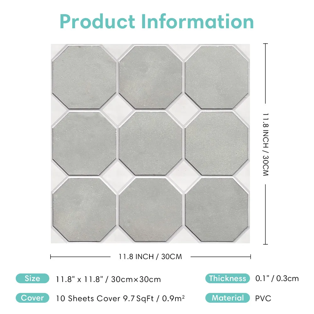 3D Grey and White Geometric Peel and Stick Wall Tile