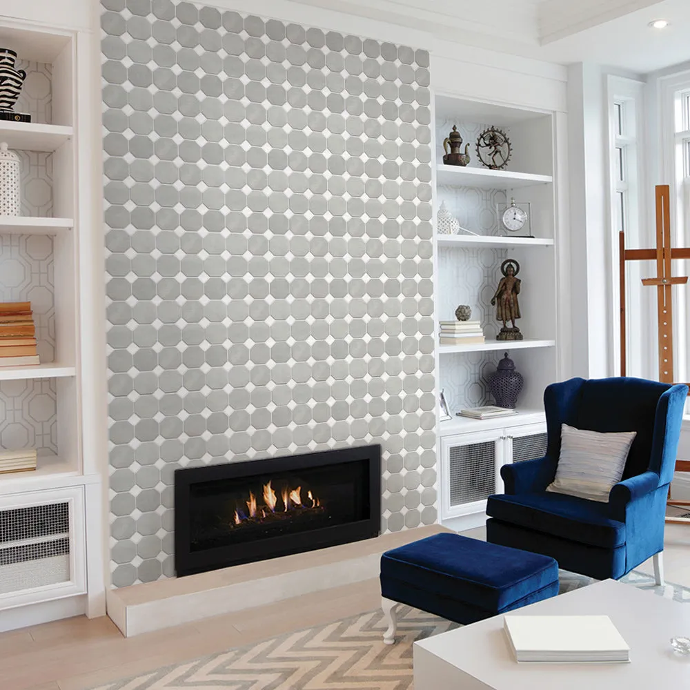 3D Grey and White Geometric Peel and Stick Wall Tile