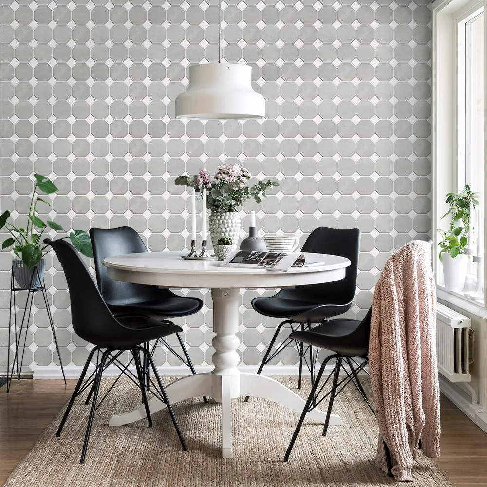 3D Grey and White Geometric Peel and Stick Wall Tile