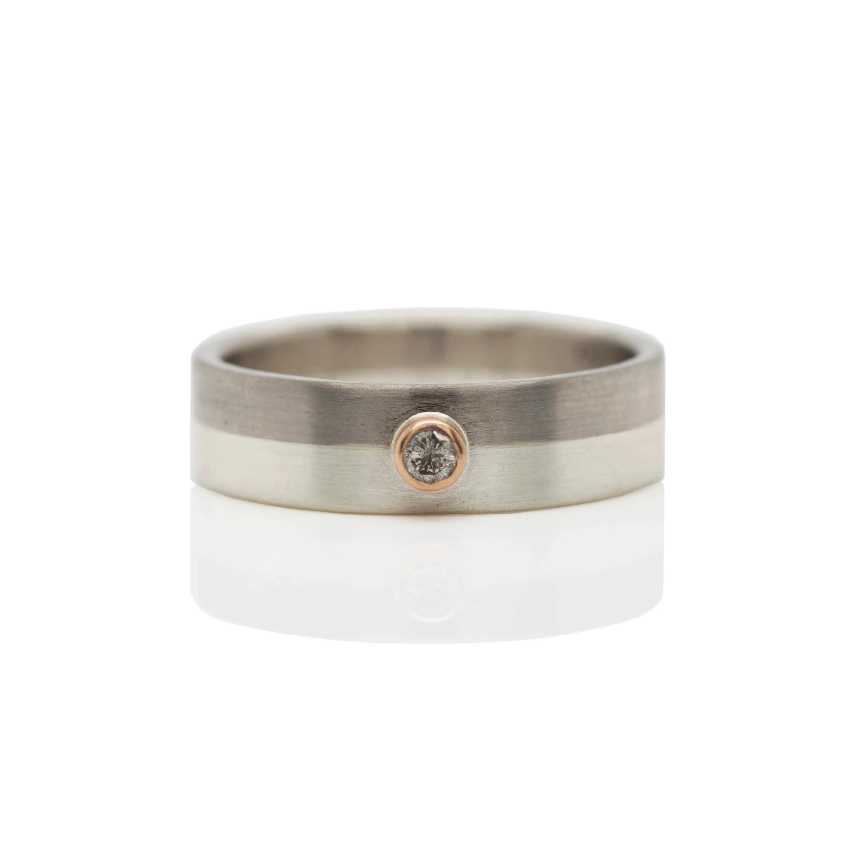 6mm Band in Palladium and Sterling Silver with Salt and Pepper Diamond Accent