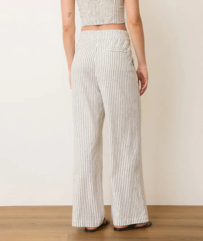 Allison Hemp Trouser - Cream/Navy Stripe
