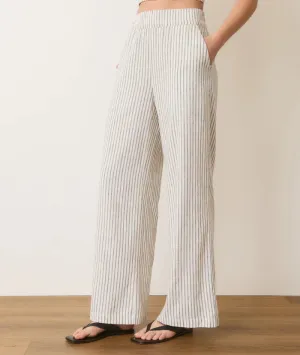 Allison Hemp Trouser - Cream/Navy Stripe