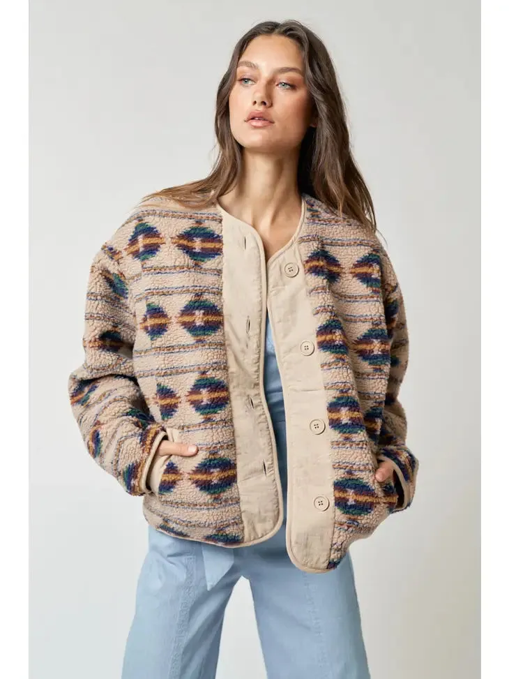 Aztec Printed Sherpa Jacket