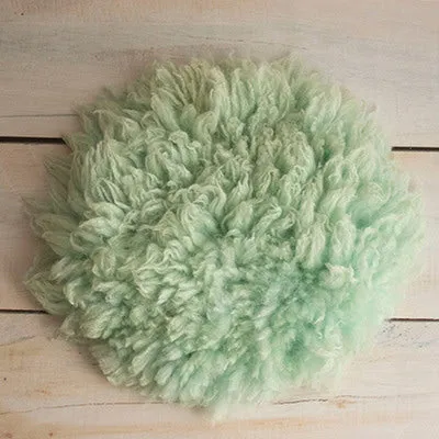 Babymoon Round Wool Flokati Fur Blanket | Photoshoot Props | Green