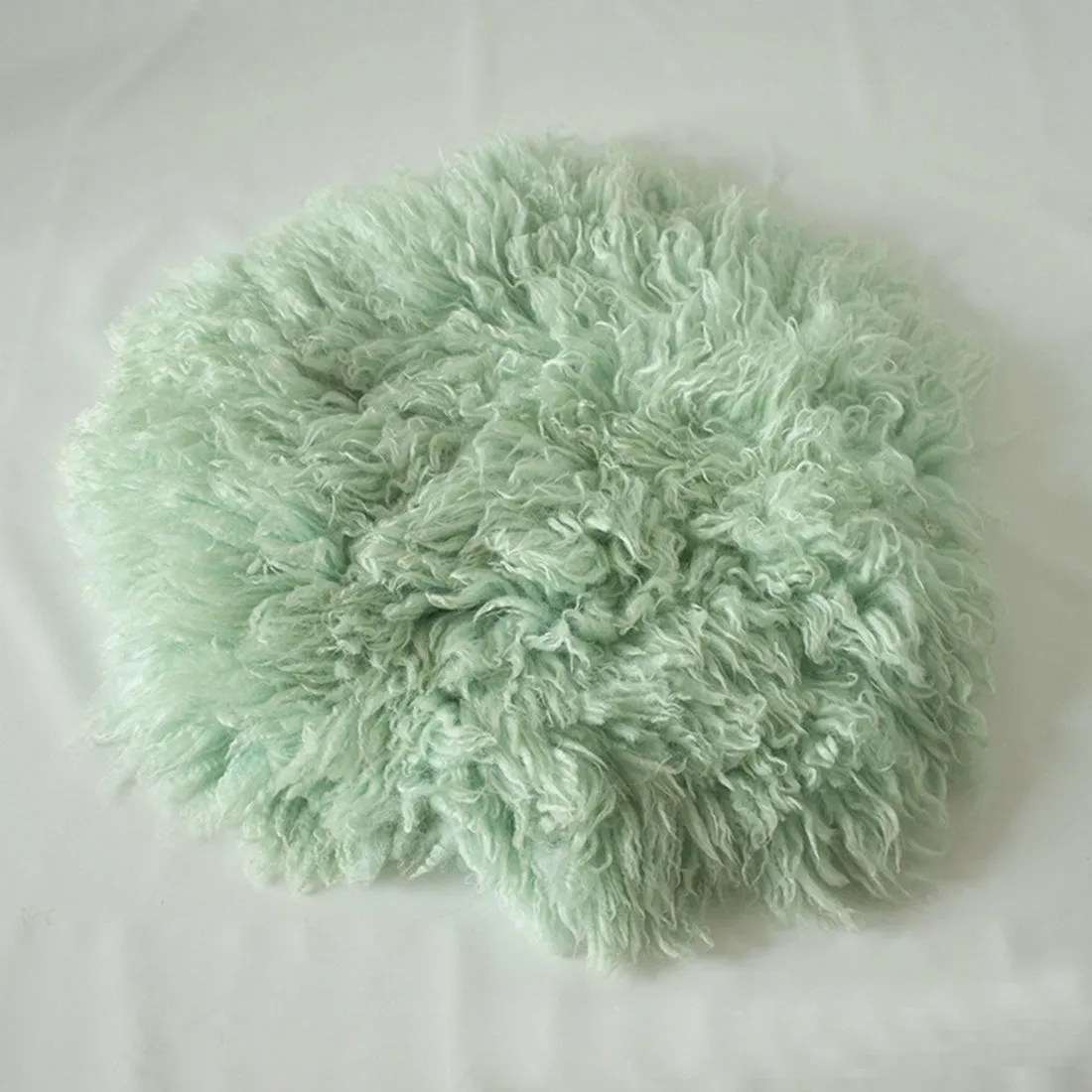 Babymoon Round Wool Flokati Fur Blanket | Photoshoot Props | Green