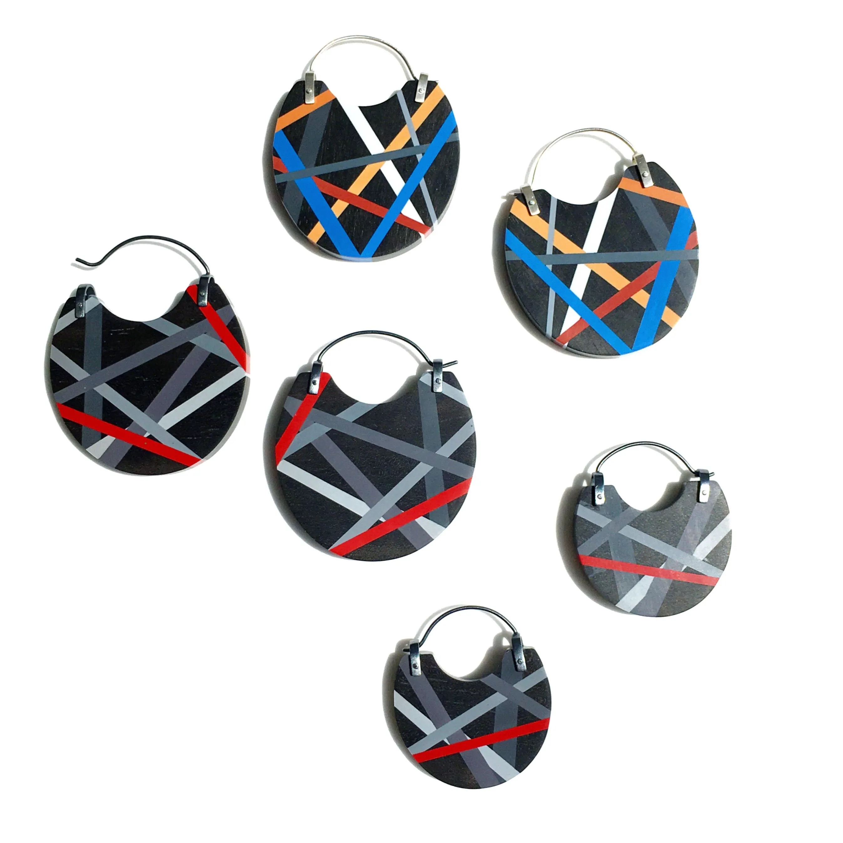 Black/Red Mini Ebony Wood Hoop Earrings