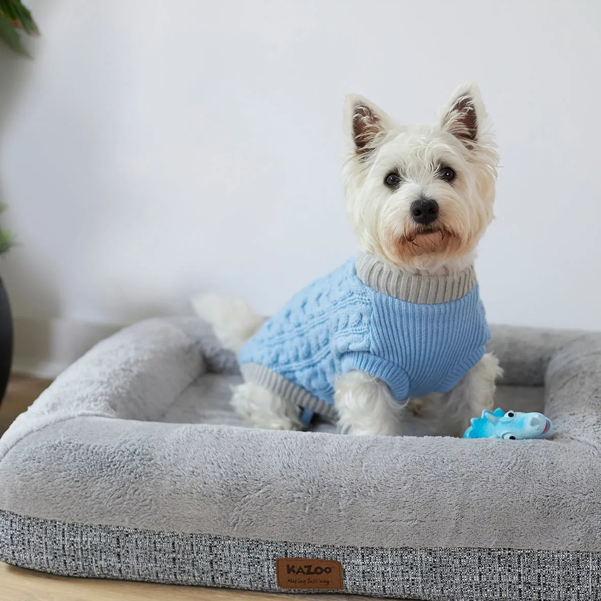 Blue Cloud Cable Knit Dog Jumper