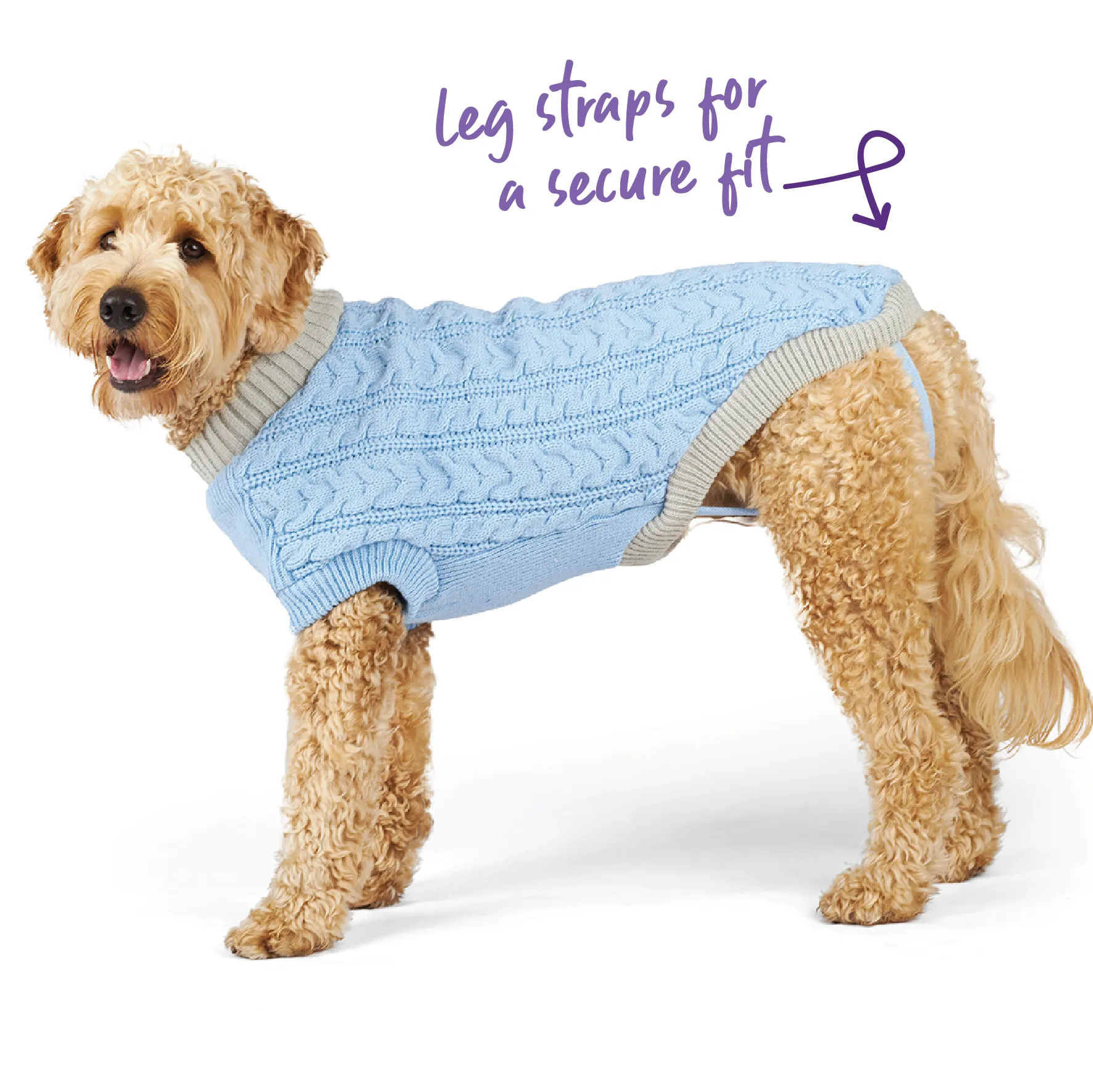 Blue Cloud Cable Knit Dog Jumper