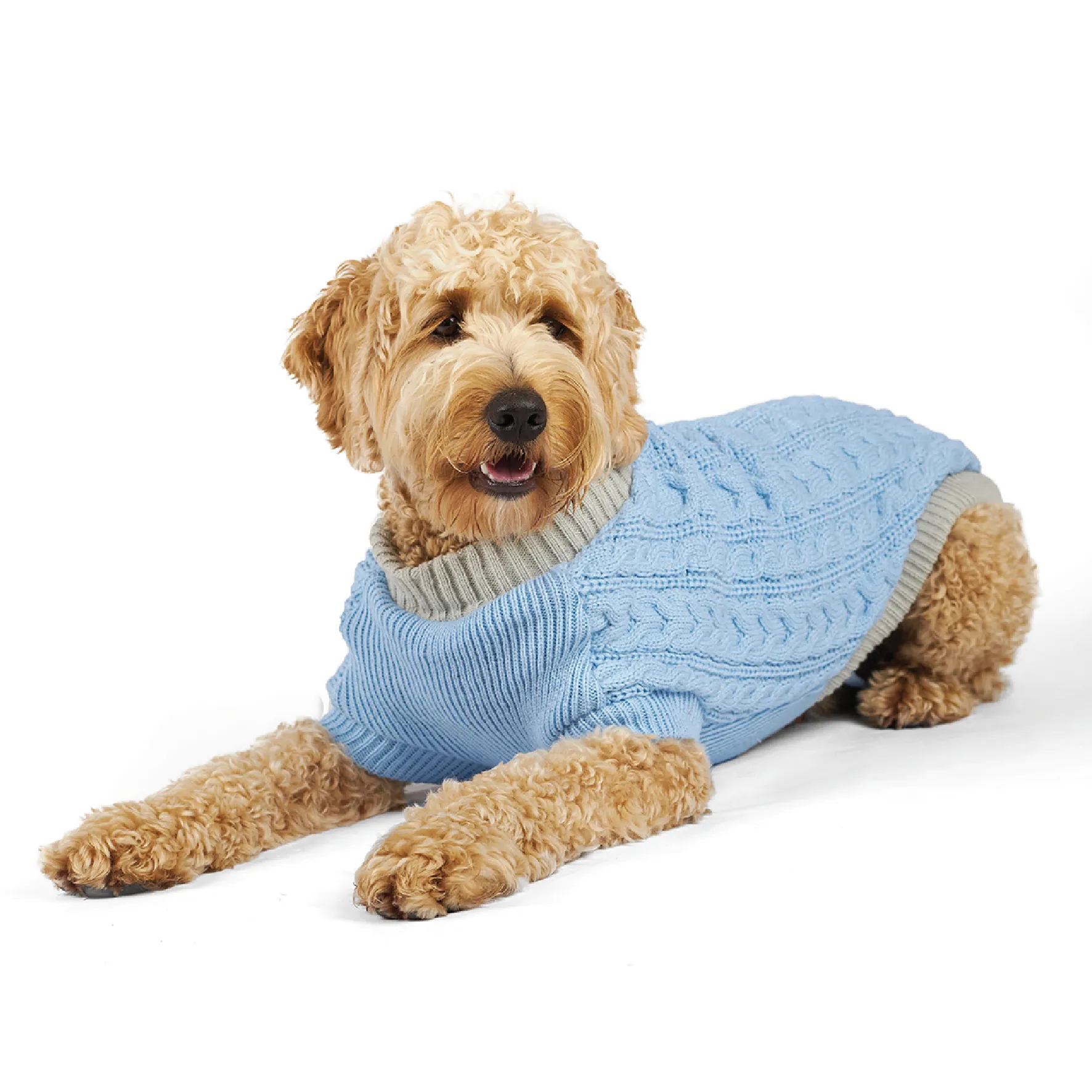 Blue Cloud Cable Knit Dog Jumper