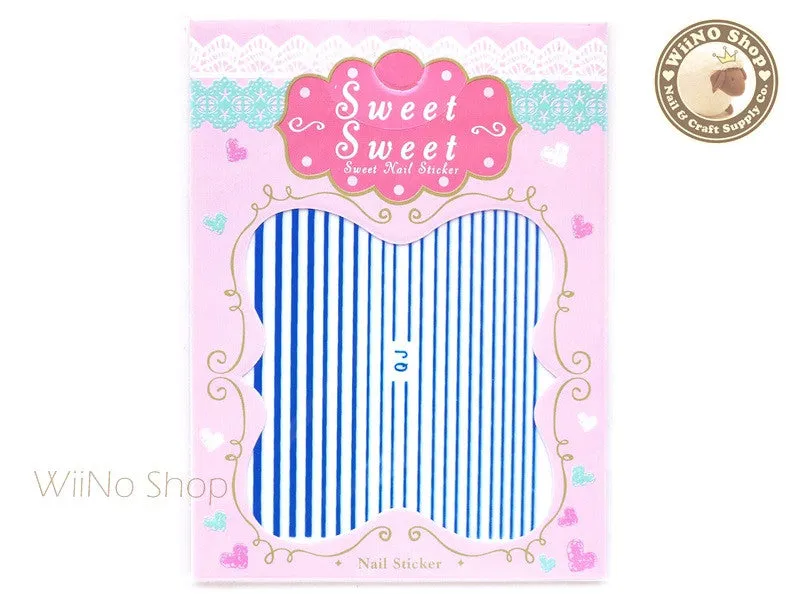 Blue String Line Nail Art Sticker - 1 pc (QJBU)