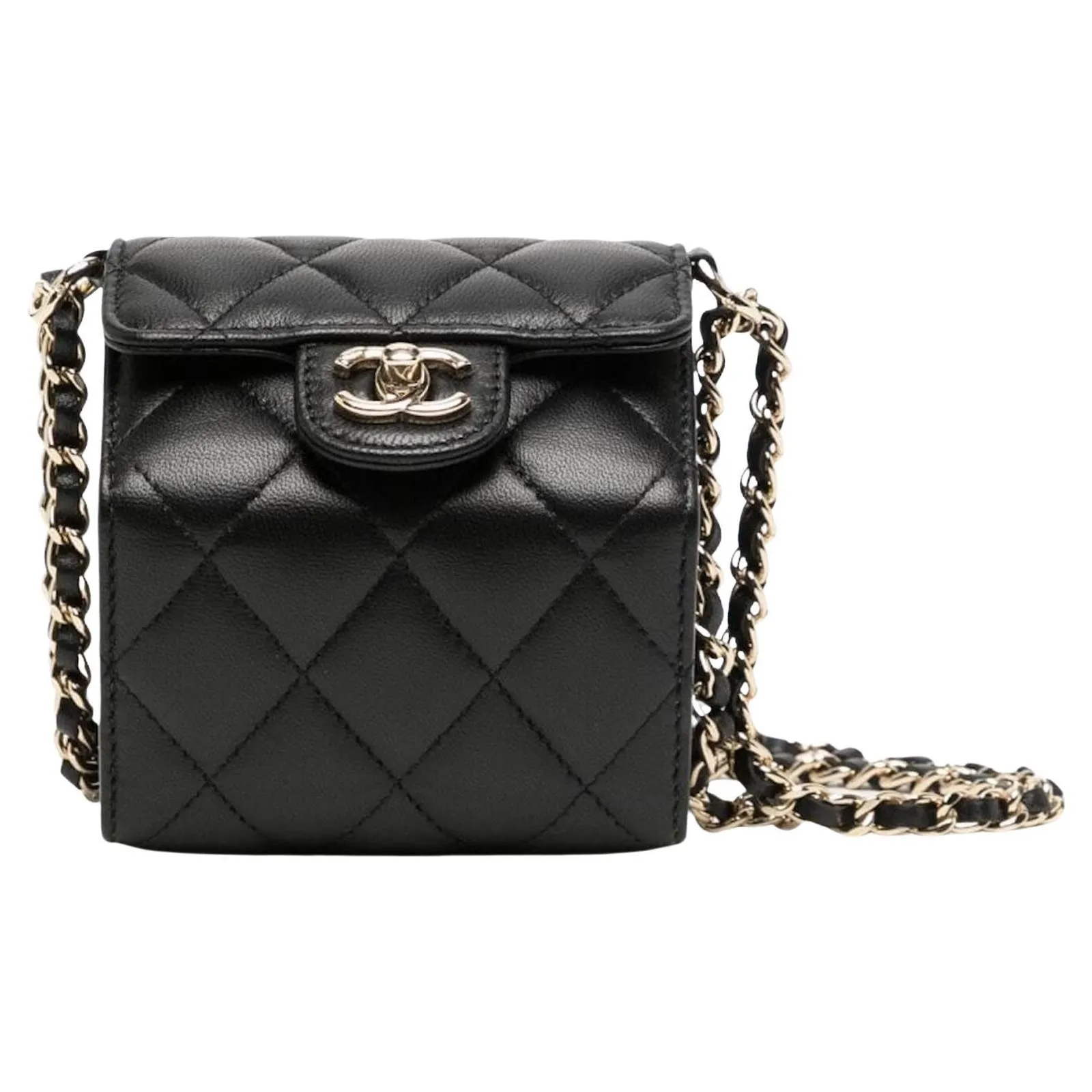 Chanel Rare Roll Up Accordion Mini Flap Bag Jewelry Box Quilted Leather Bag