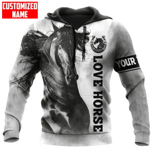 Custom Black Horse Hoodie For Men And Women, 3D Sublimation Horse On Hoodie, Present To Horse Lovers