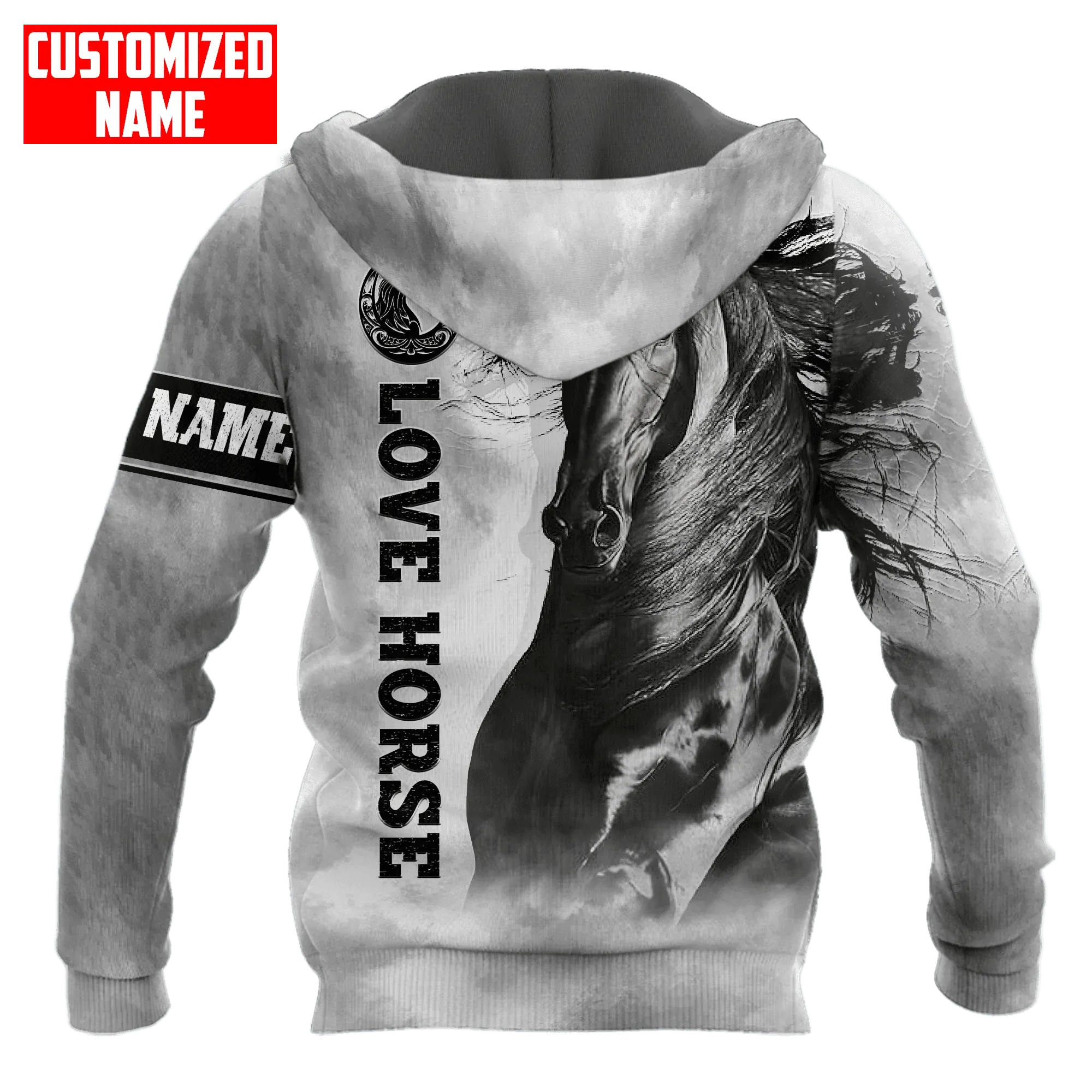 Custom Black Horse Hoodie For Men And Women, 3D Sublimation Horse On Hoodie, Present To Horse Lovers