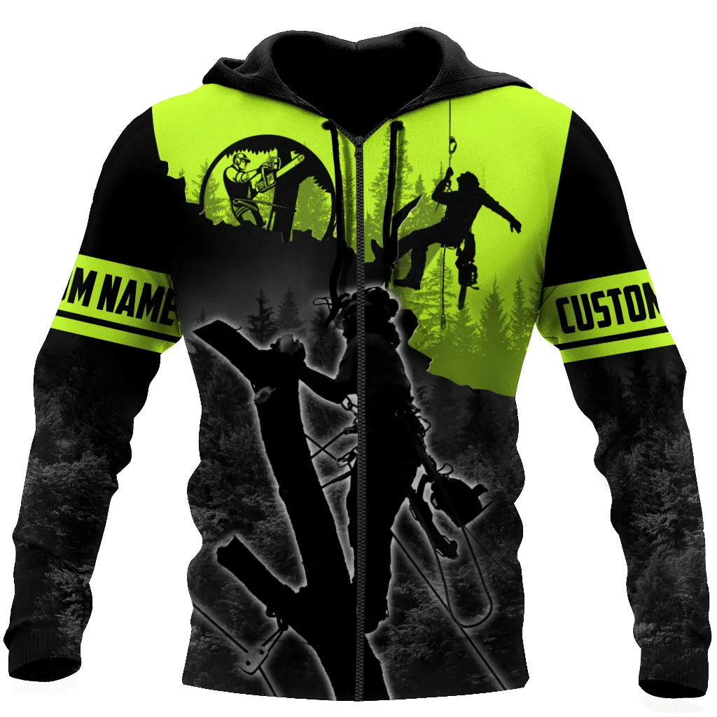 Customized Name Arborist Chainsaw Green 3D Printed Sweatshirt Shirts, Idea Christmas Gift for Arborist