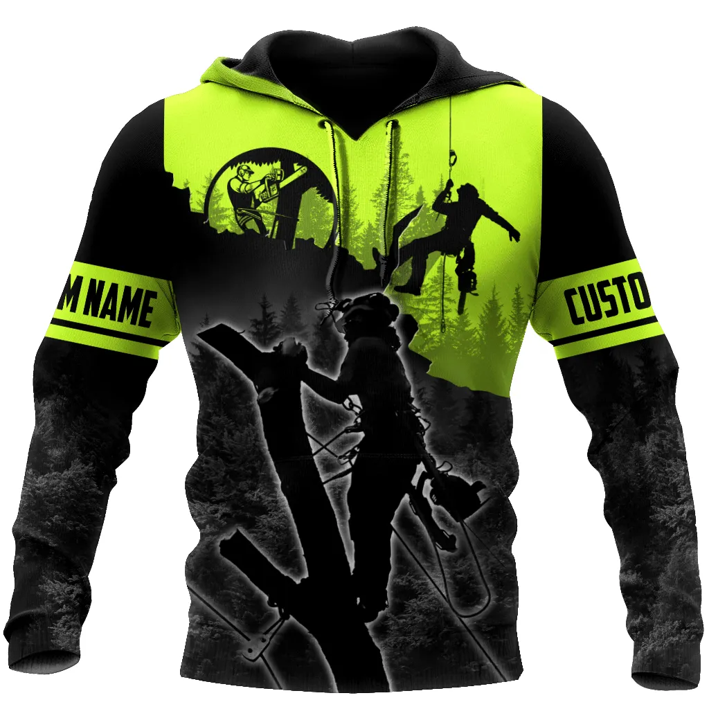 Customized Name Arborist Chainsaw Green 3D Printed Sweatshirt Shirts, Idea Christmas Gift for Arborist