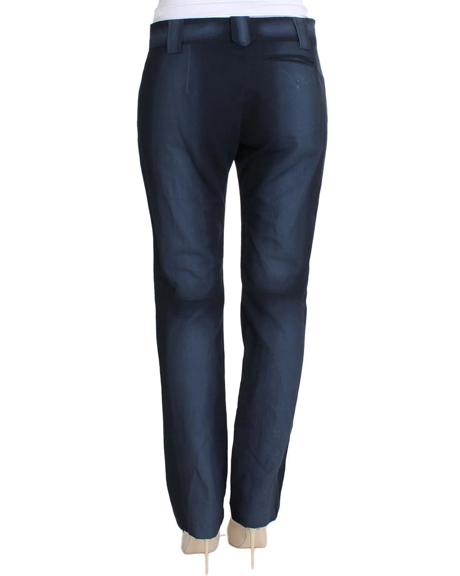 Ermanno Scervino Women's Blue Straight Leg Cotton Pants