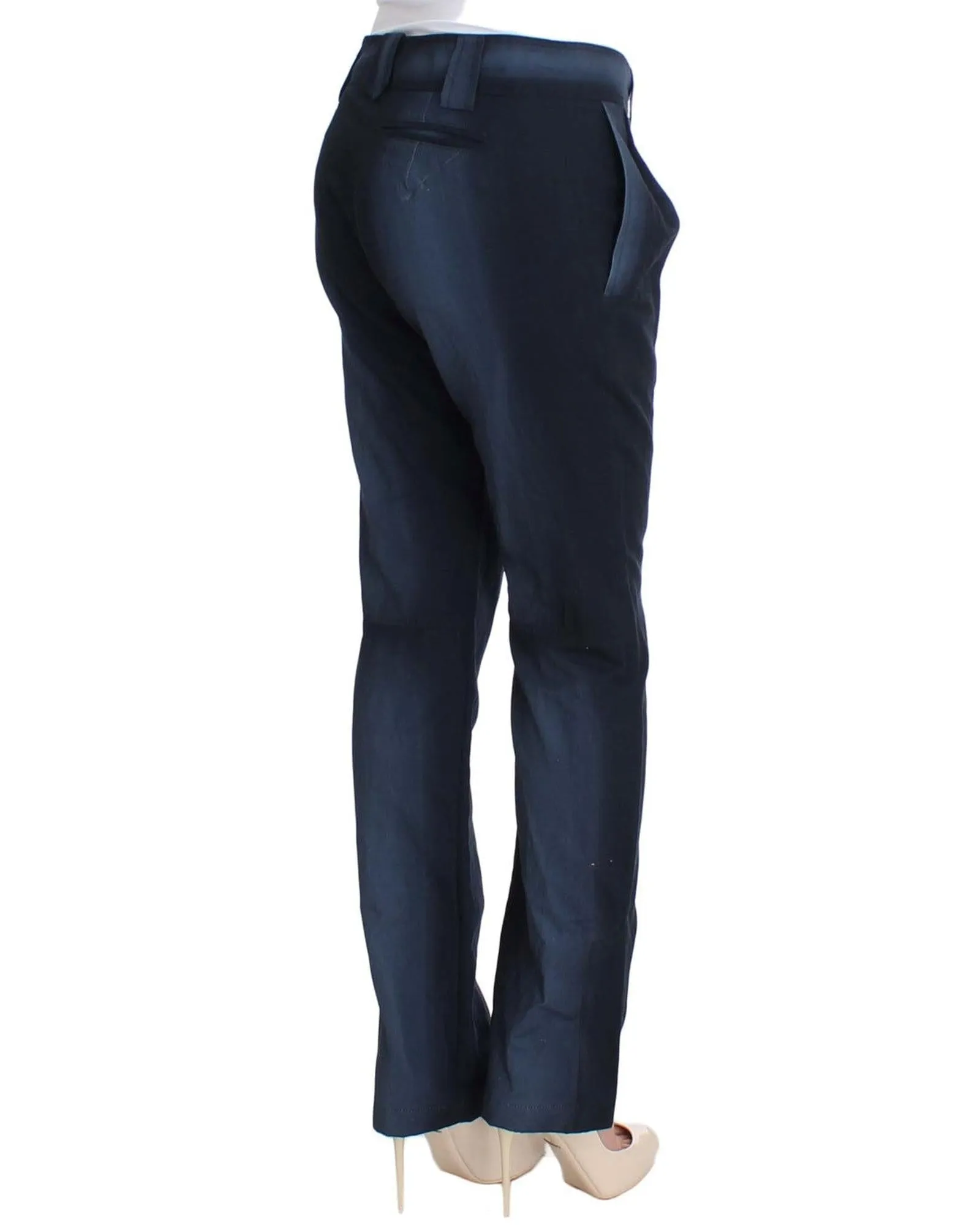Ermanno Scervino Women's Blue Straight Leg Cotton Pants