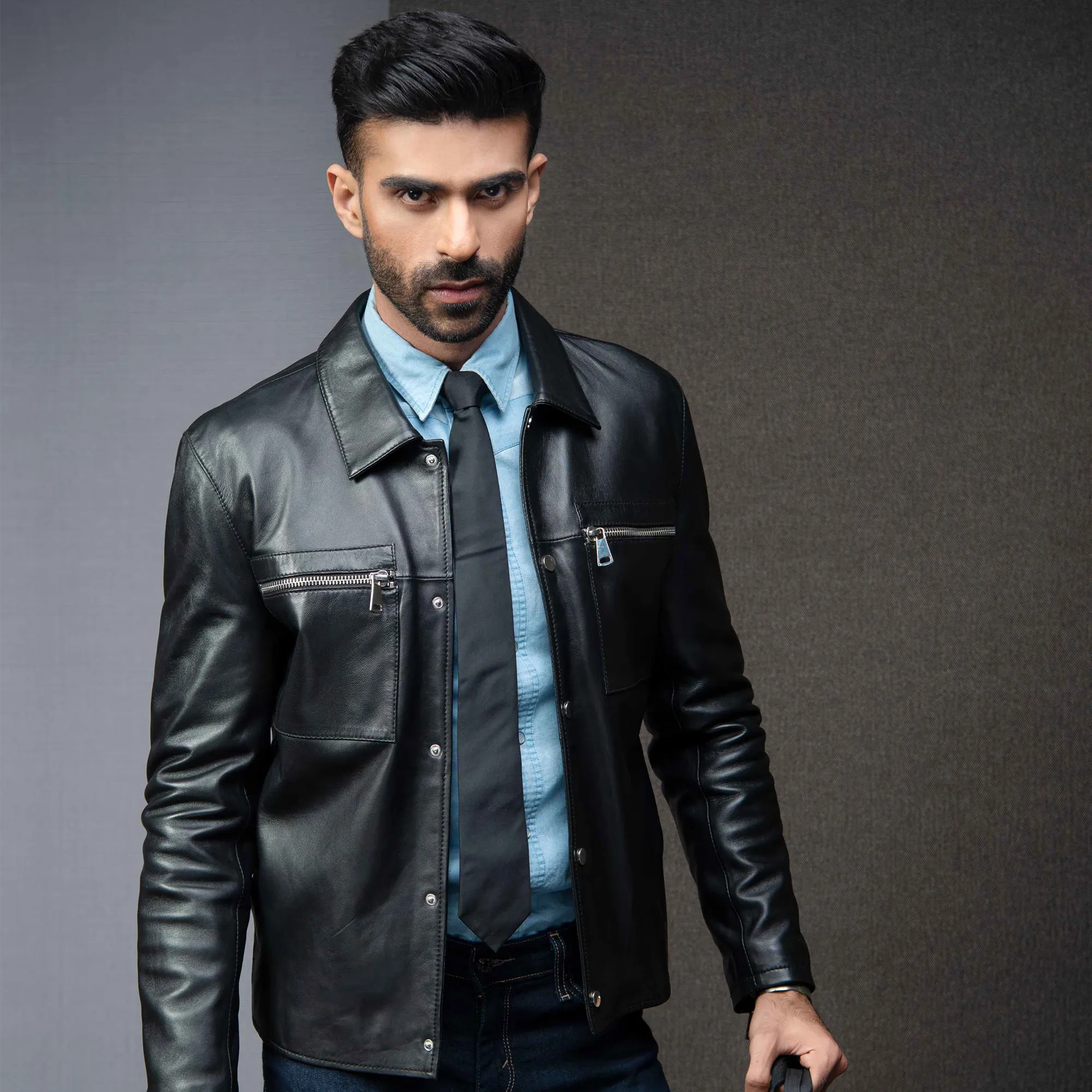 Formal Black Leather Jacket - Black | Kaptan