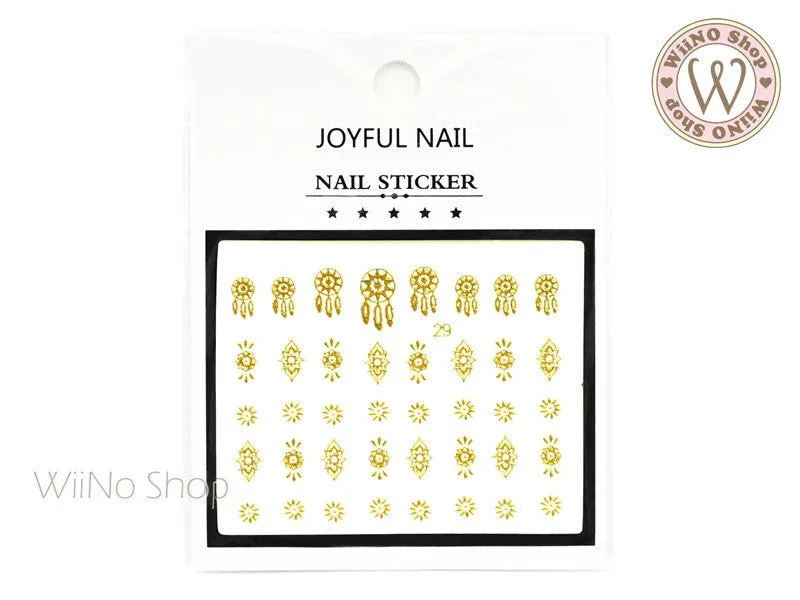 Gold Dreamcatcher Adhesive Nail Art Sticker - 1 pc (J29)