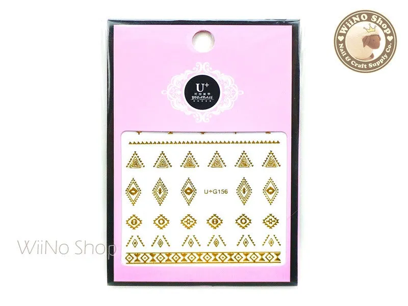 Gold Tribal Pattern Adhesive Nail Art Sticker - 1 pc (U G156)