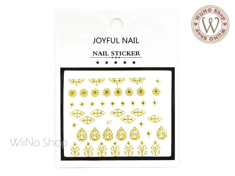 Gold Vector Pattern Adhesive Nail Art Sticker - 1 pc (J47)