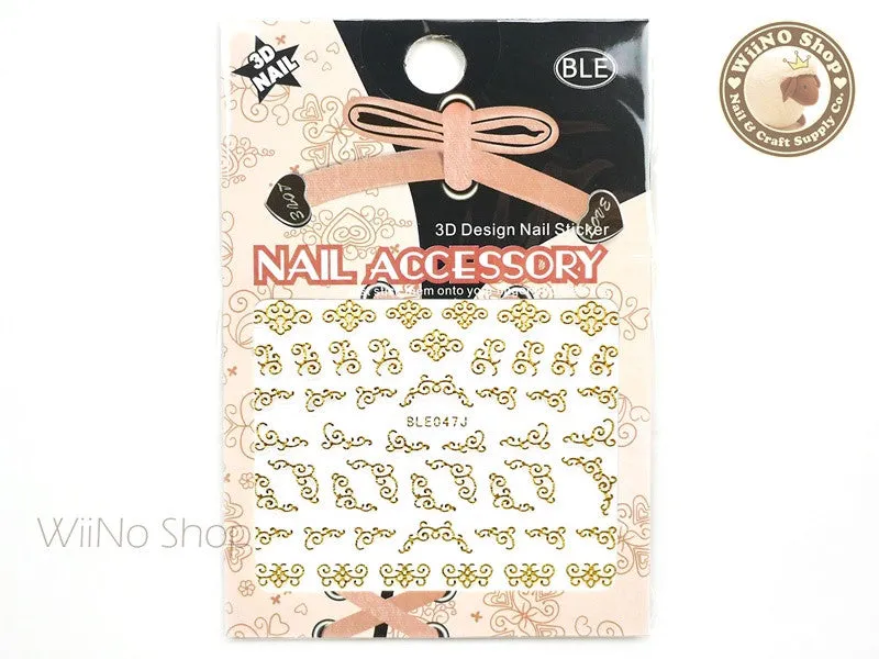 Gold Vector Pattern Adhesive Nail Sticker Nail Art - 1 pc (BLE047JG)