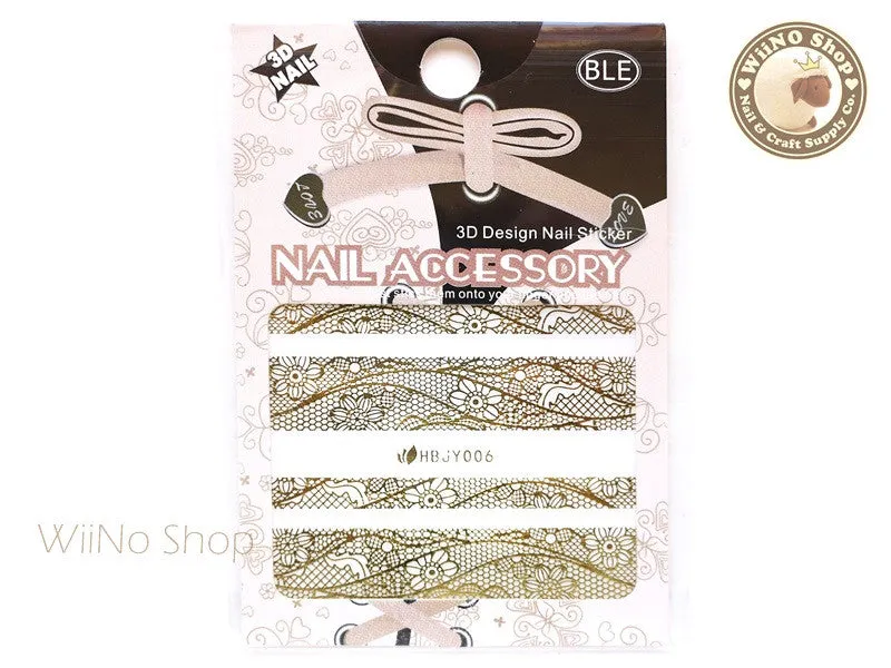 HBJY006 Gold Lace Nail Sticker Nail Art - 1 pc