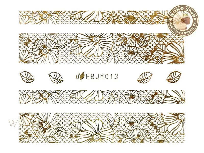 HBJY013 Gold Lace Nail Sticker Nail Art - 1 pc