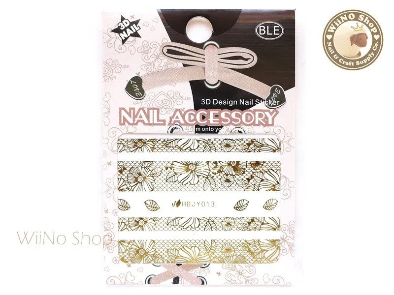 HBJY013 Gold Lace Nail Sticker Nail Art - 1 pc