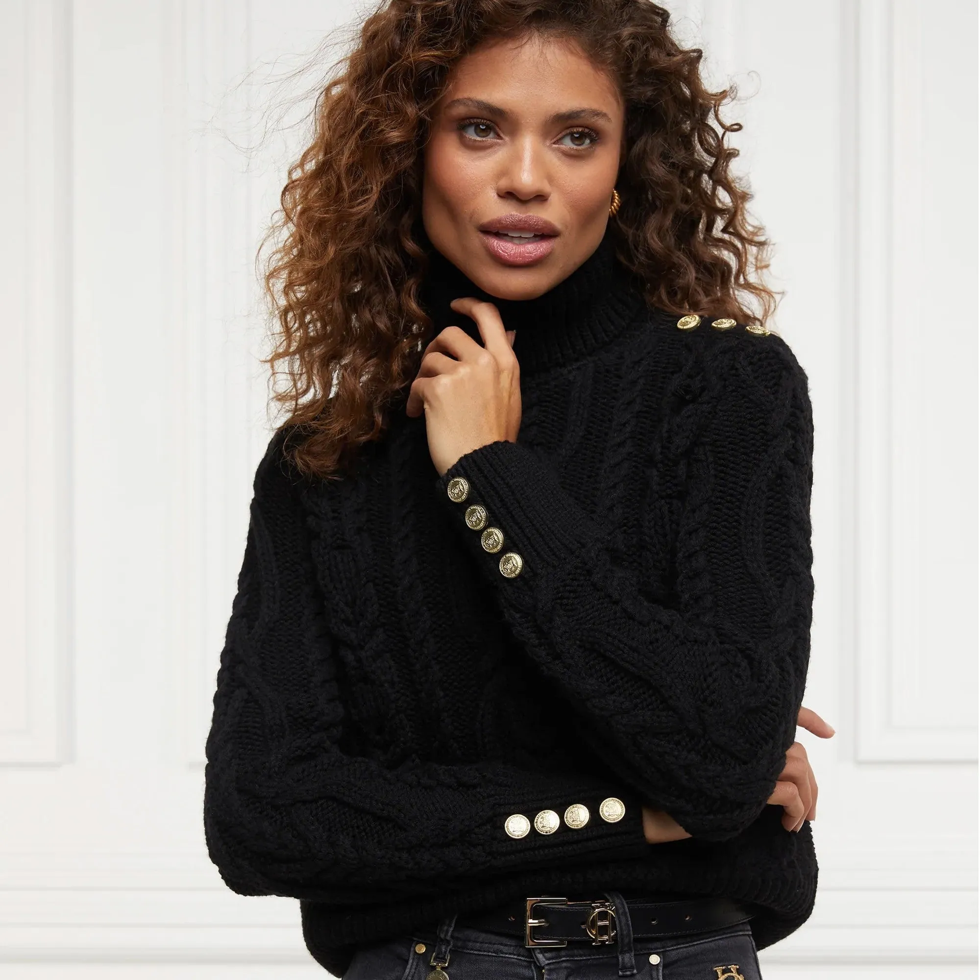 Holland Cooper Belgravia Cable Knit - Black