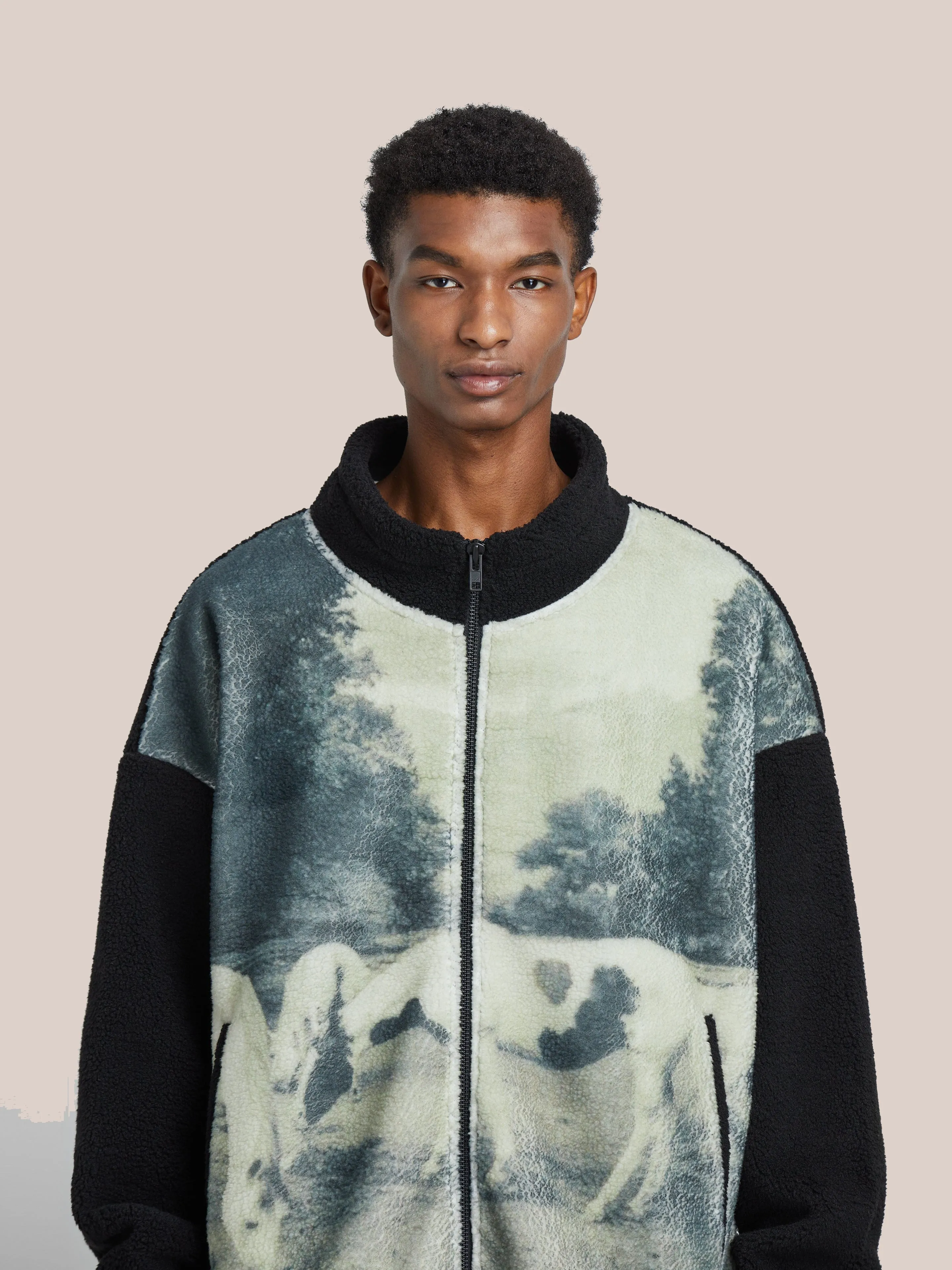 Horses Zip-Up Sherpa Jacket