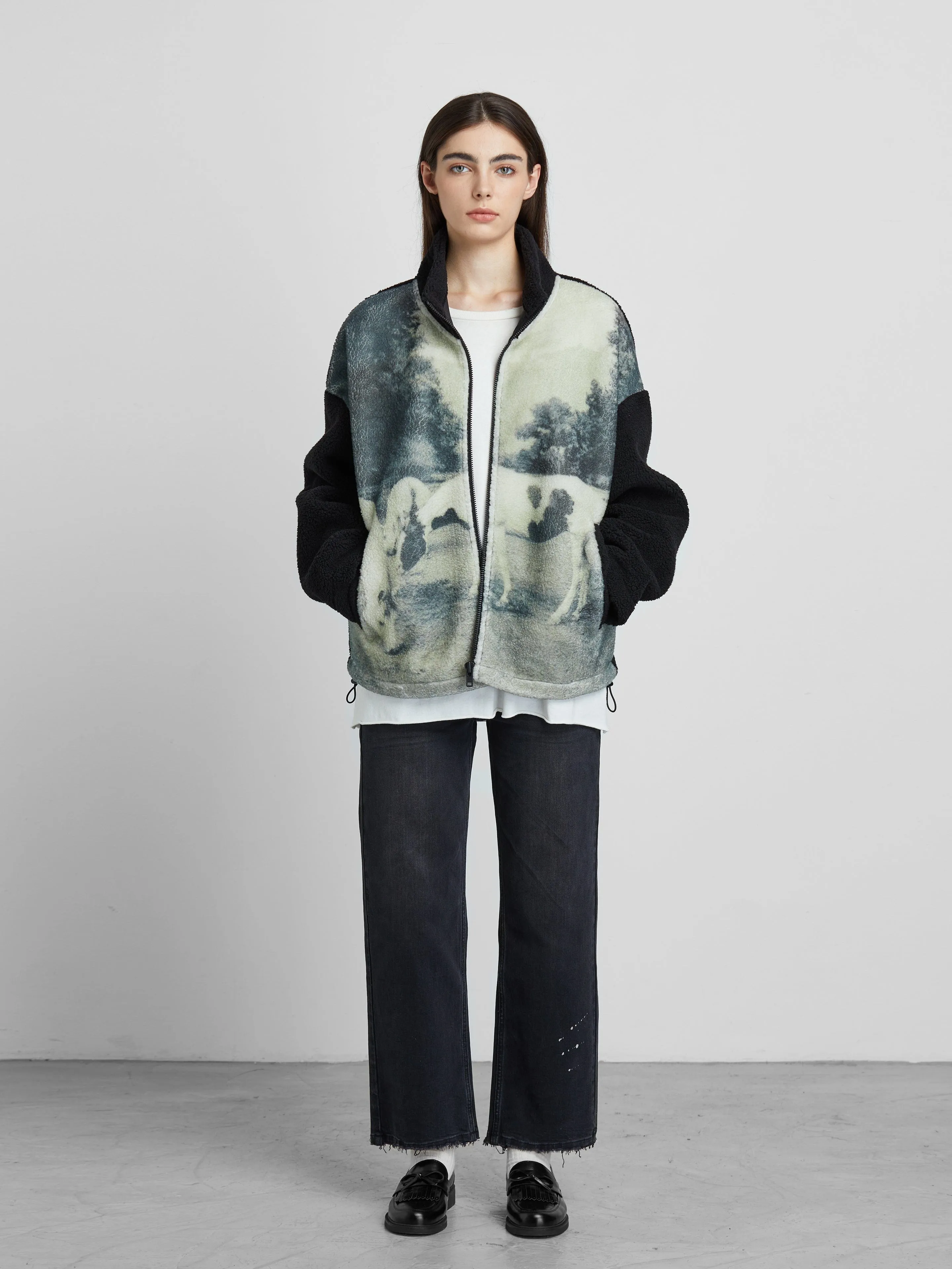 Horses Zip-Up Sherpa Jacket