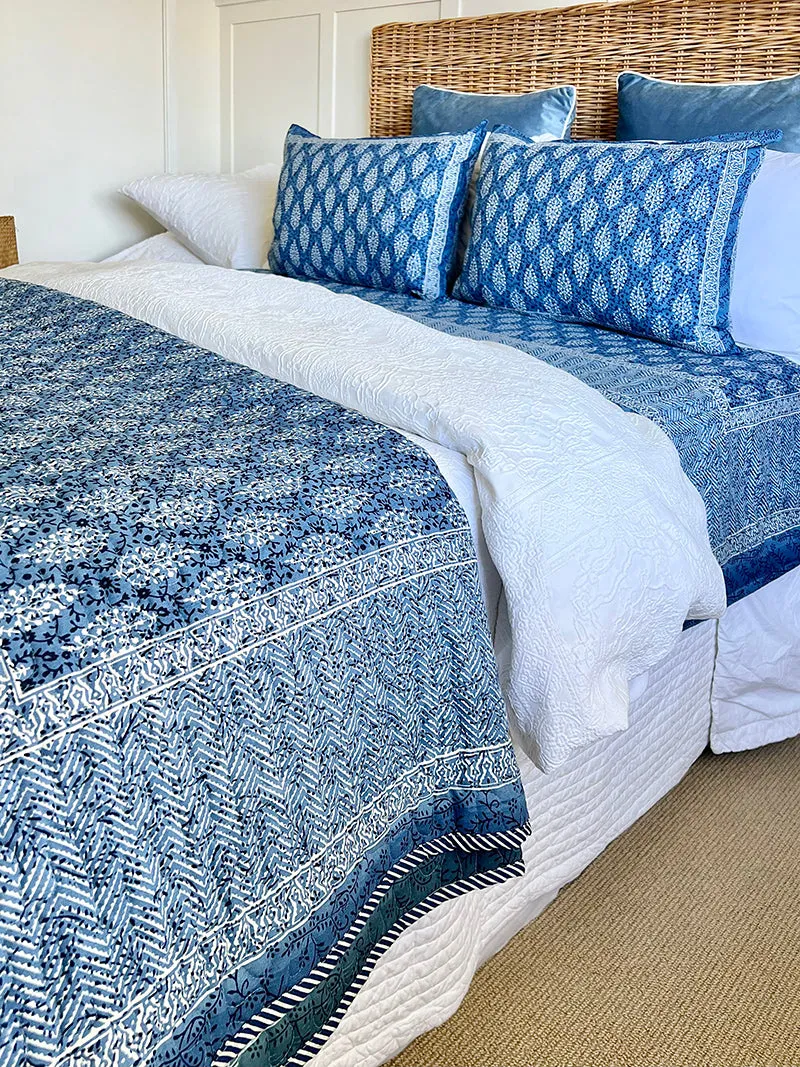Indigo Buti Block Print Quilted Comforter