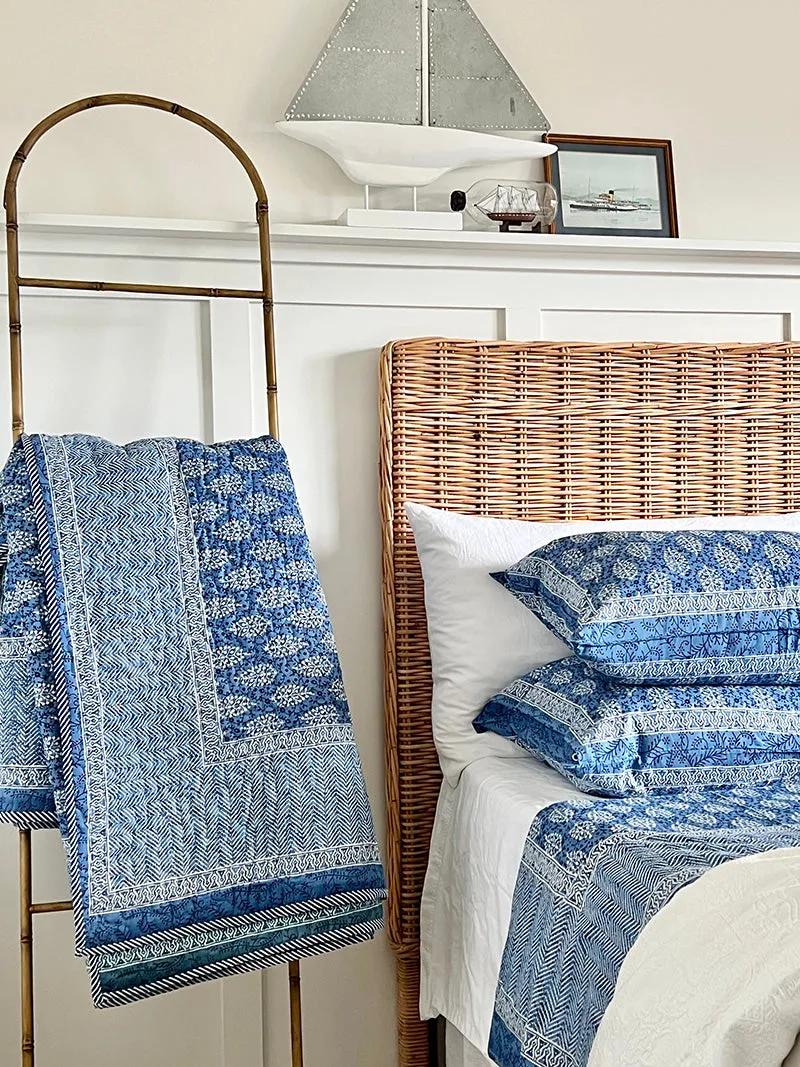 Indigo Buti Block Print Quilted Comforter