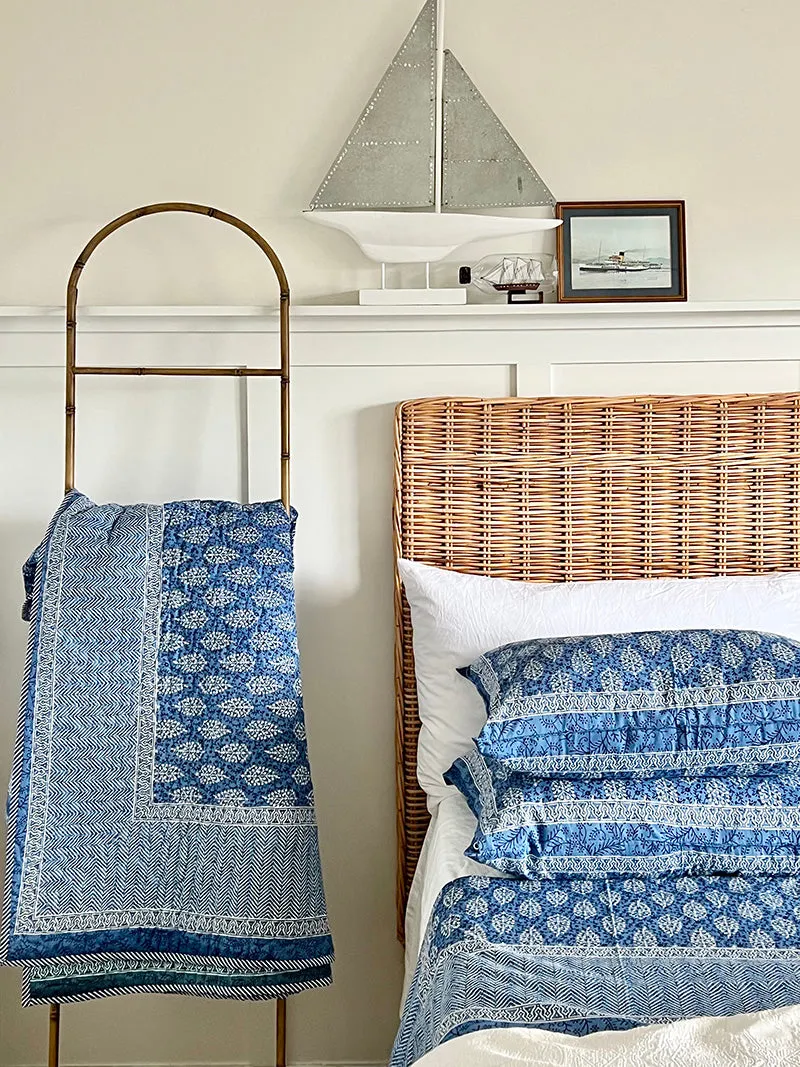 Indigo Buti Block Print Quilted Comforter