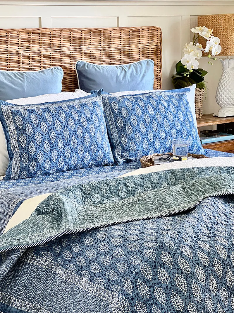 Indigo Buti Block Print Quilted Comforter