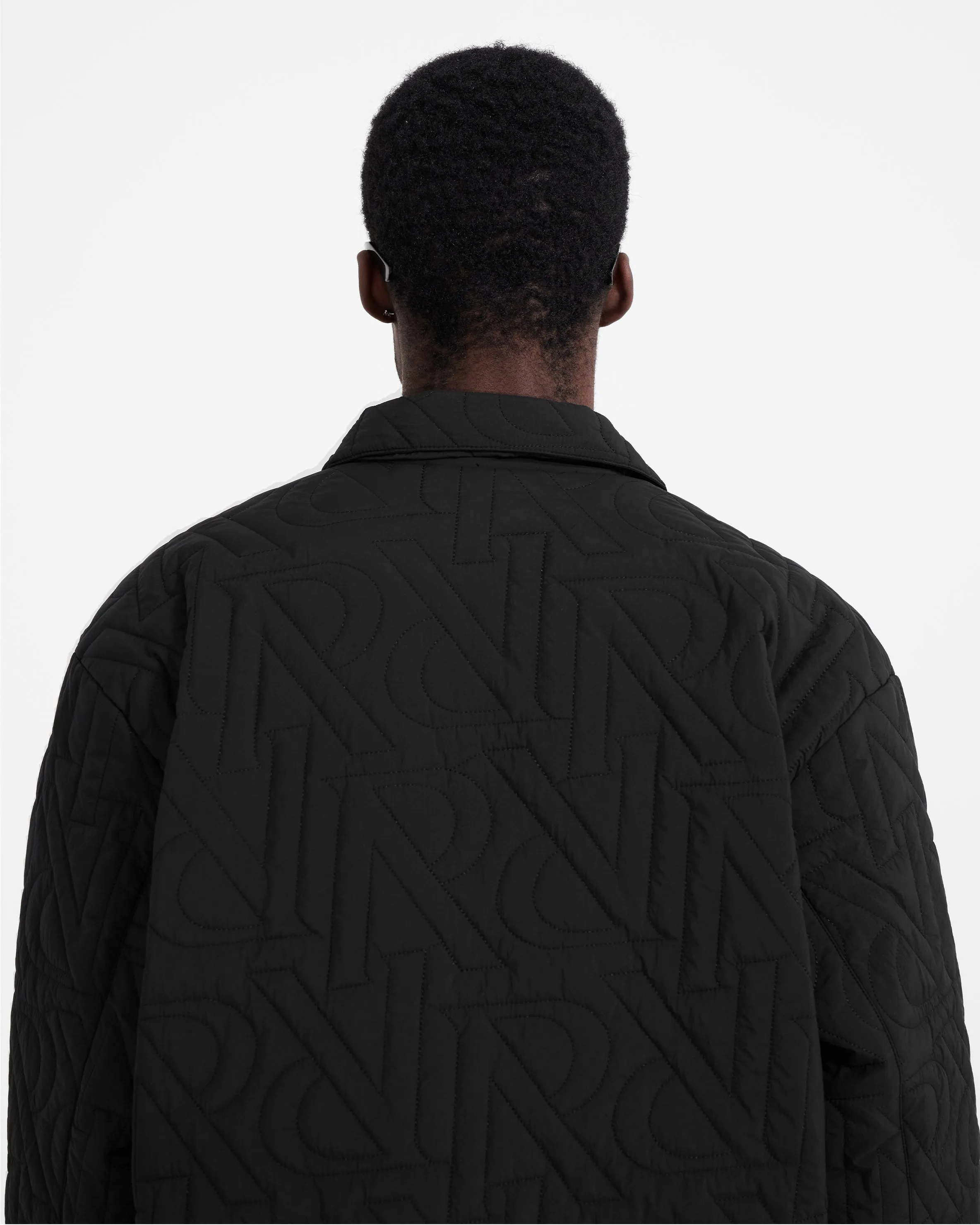 Initial Quilted Overshirt - Black