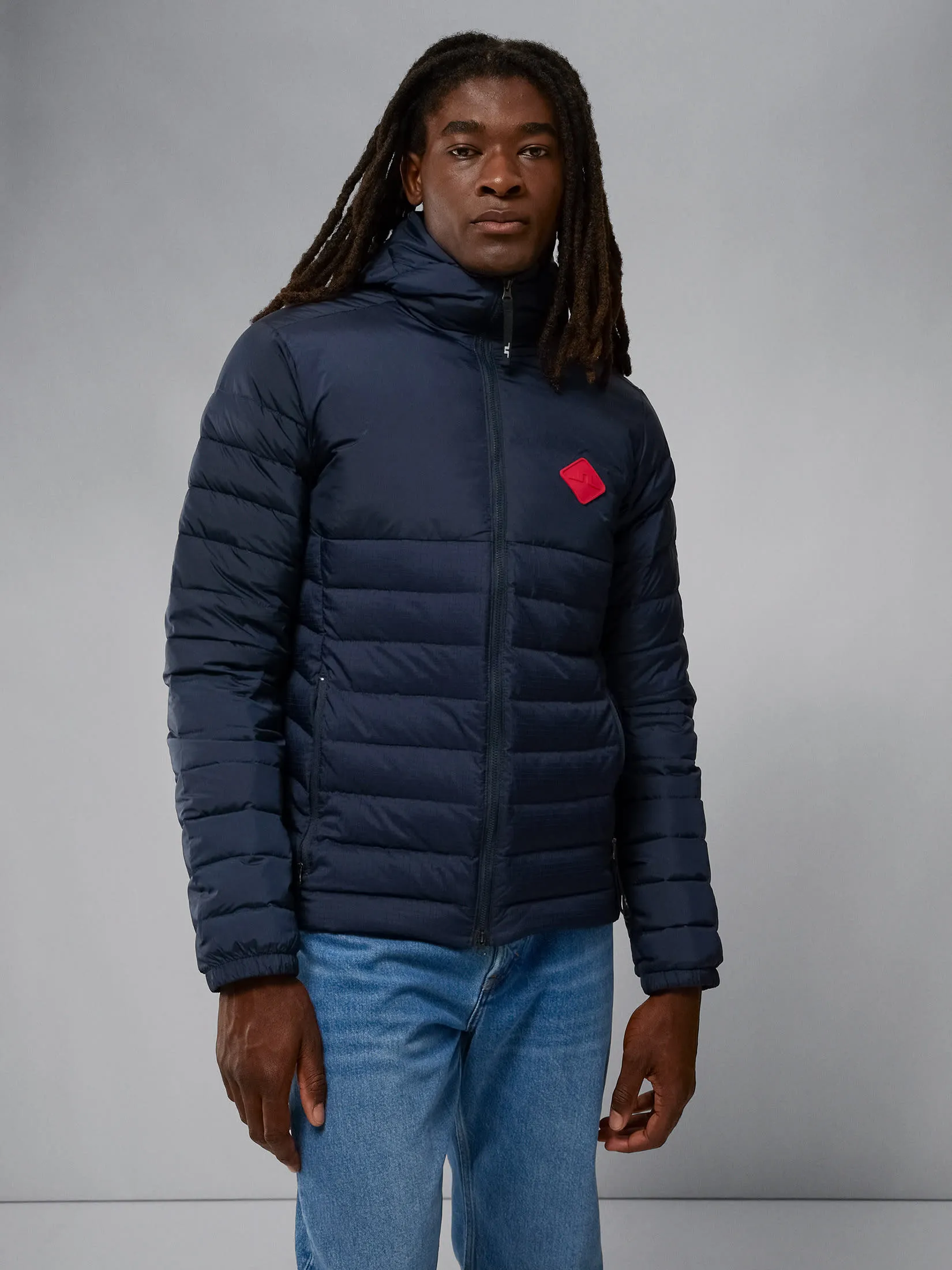 J.Lindeberg Men&#x27;s Hybrid Text Down Jacket JL Navy | Buy J.Lindeberg Men&#x27;s Hybrid Text Down Jacket JL Navy here | Outnorth
