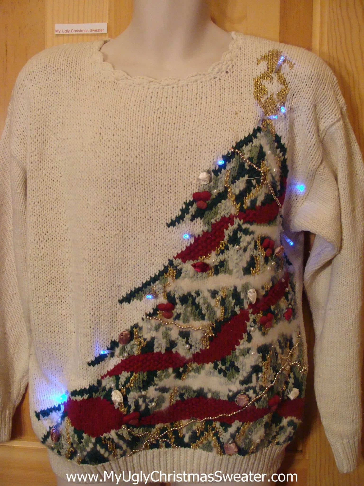 Light Up Ugly Xmas Sweater 80s Huge Tree