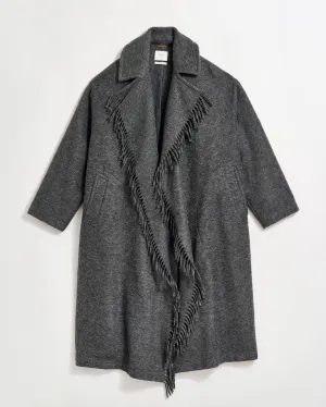 Long Blanket Fringe Coat