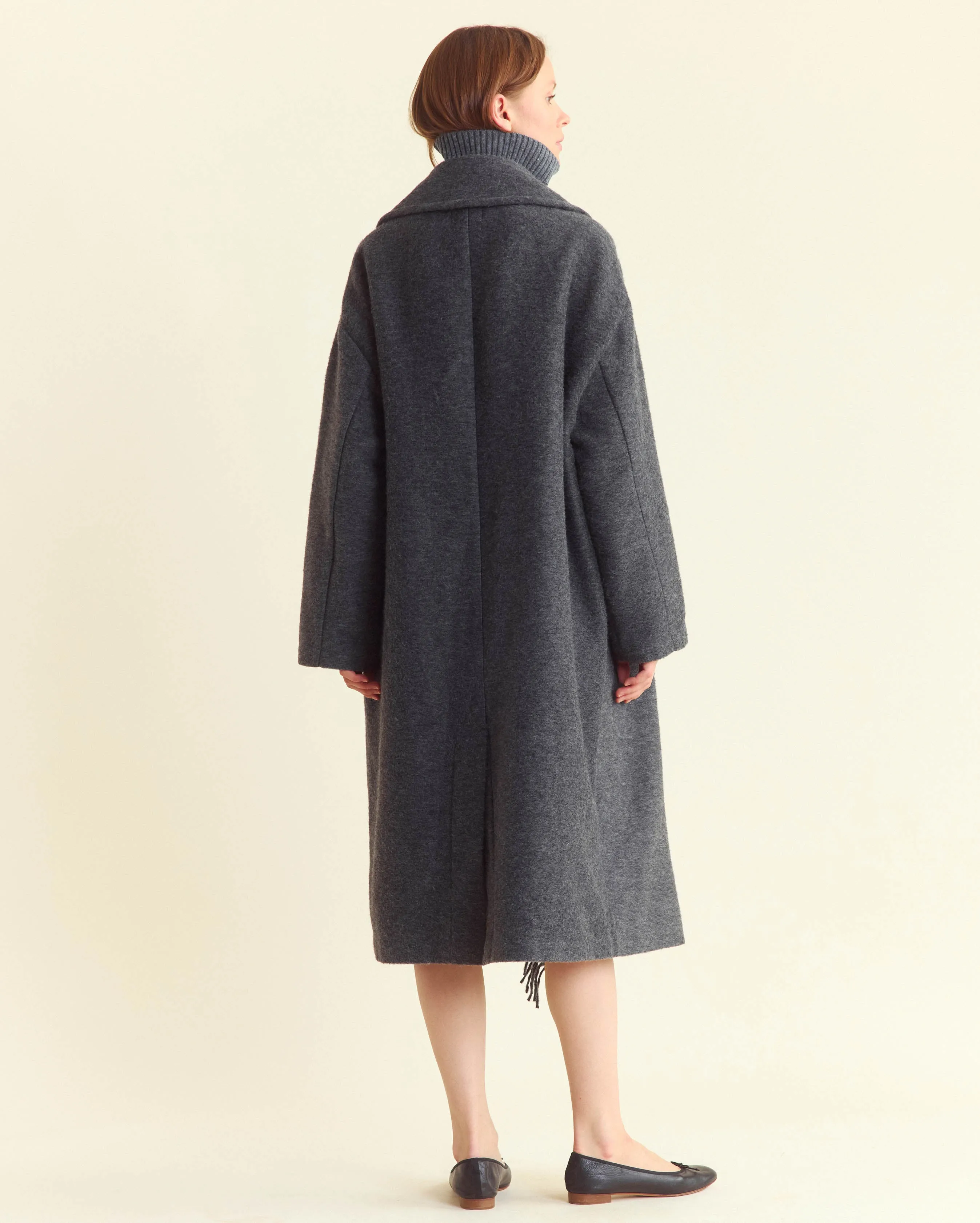 Long Blanket Fringe Coat