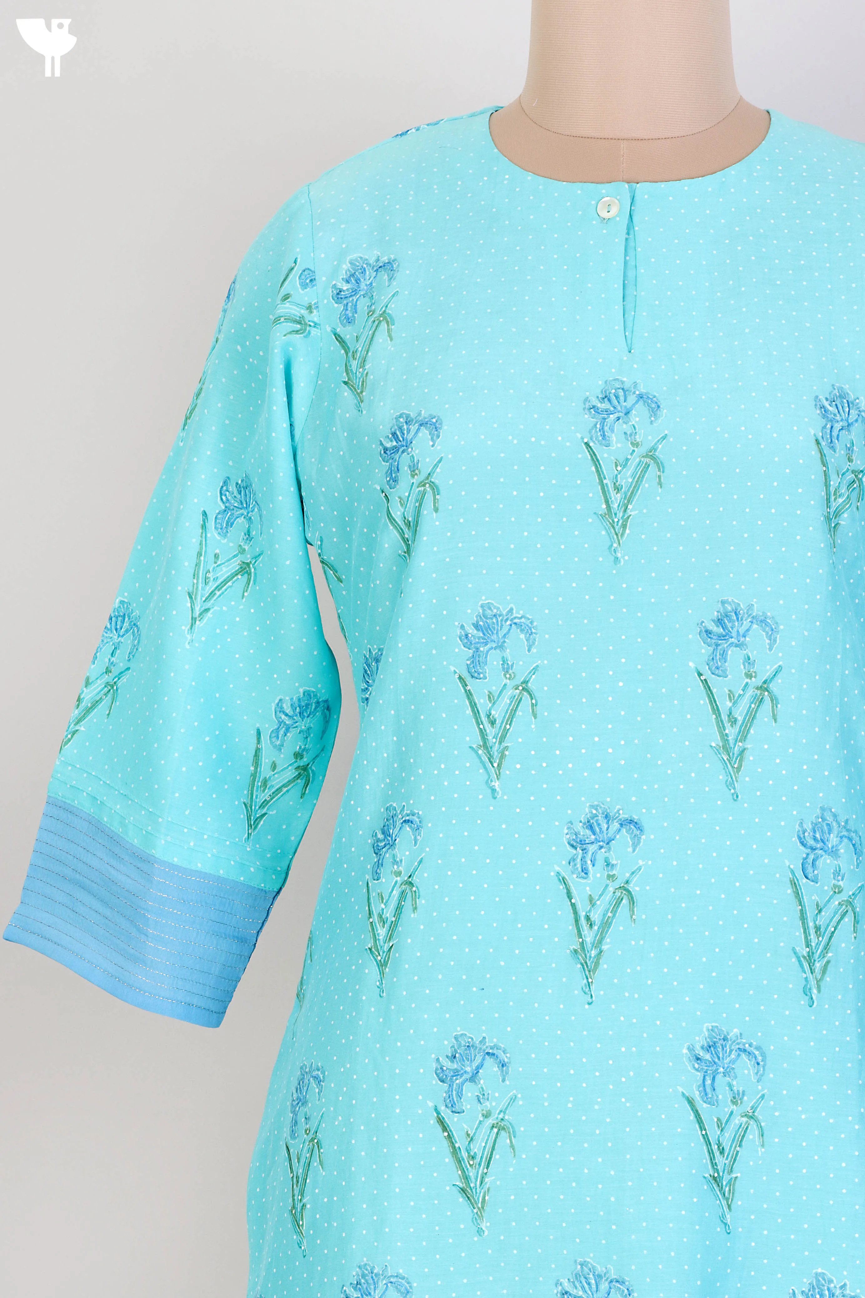 Modal Silk Kurta With Silk Cotton Dupatta In Floral Block Print