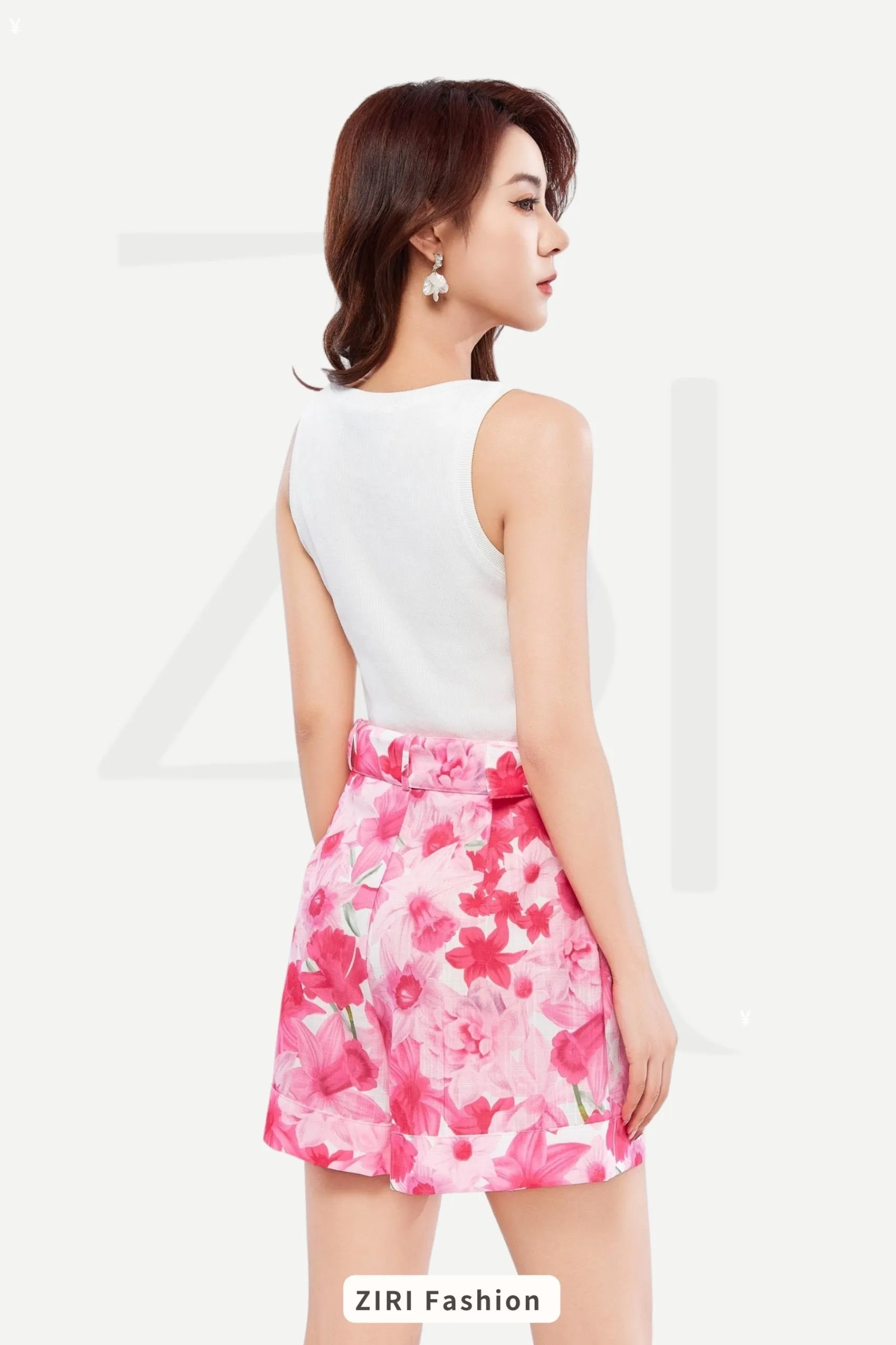 Monet Floral High Waisted Shorts