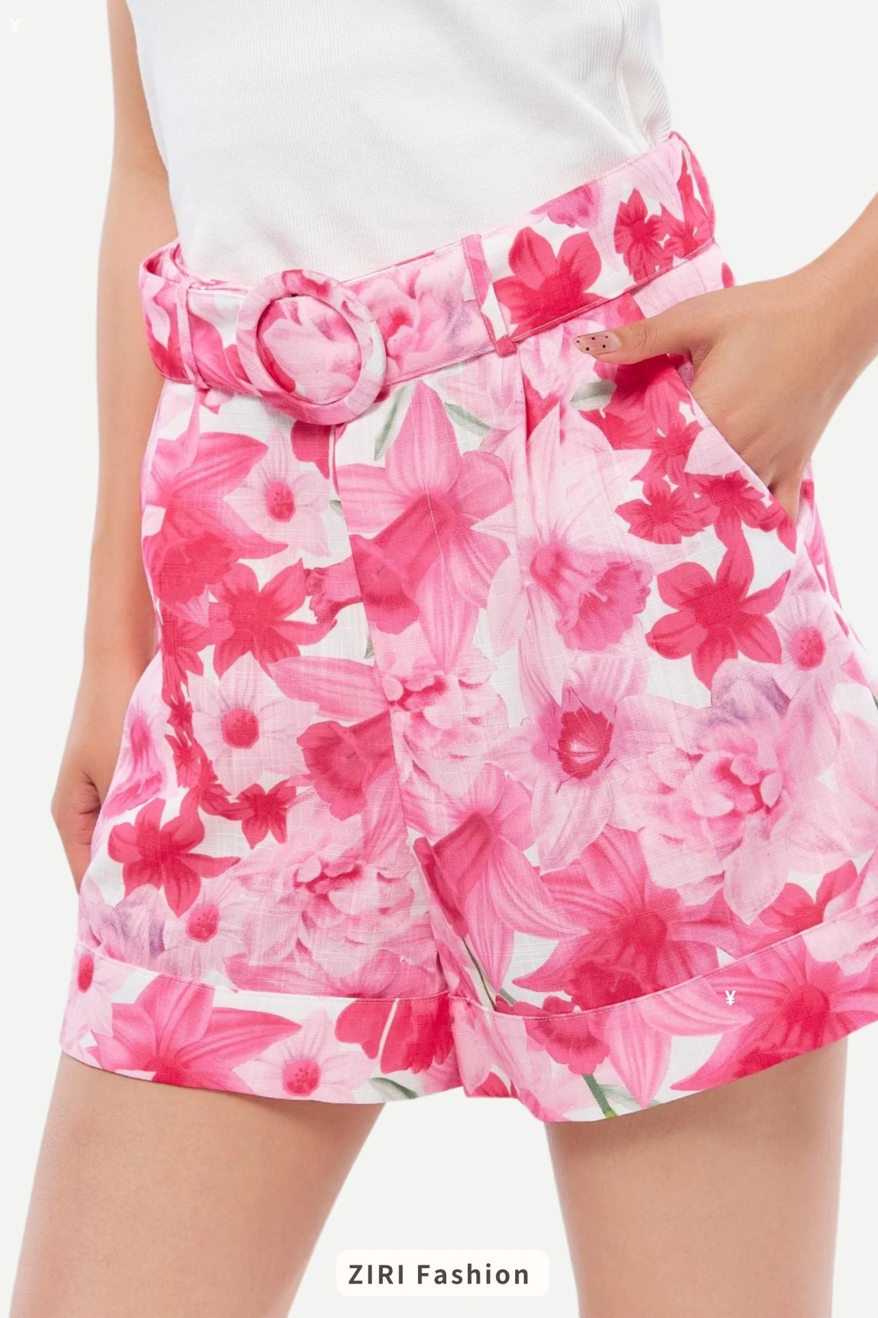 Monet Floral High Waisted Shorts