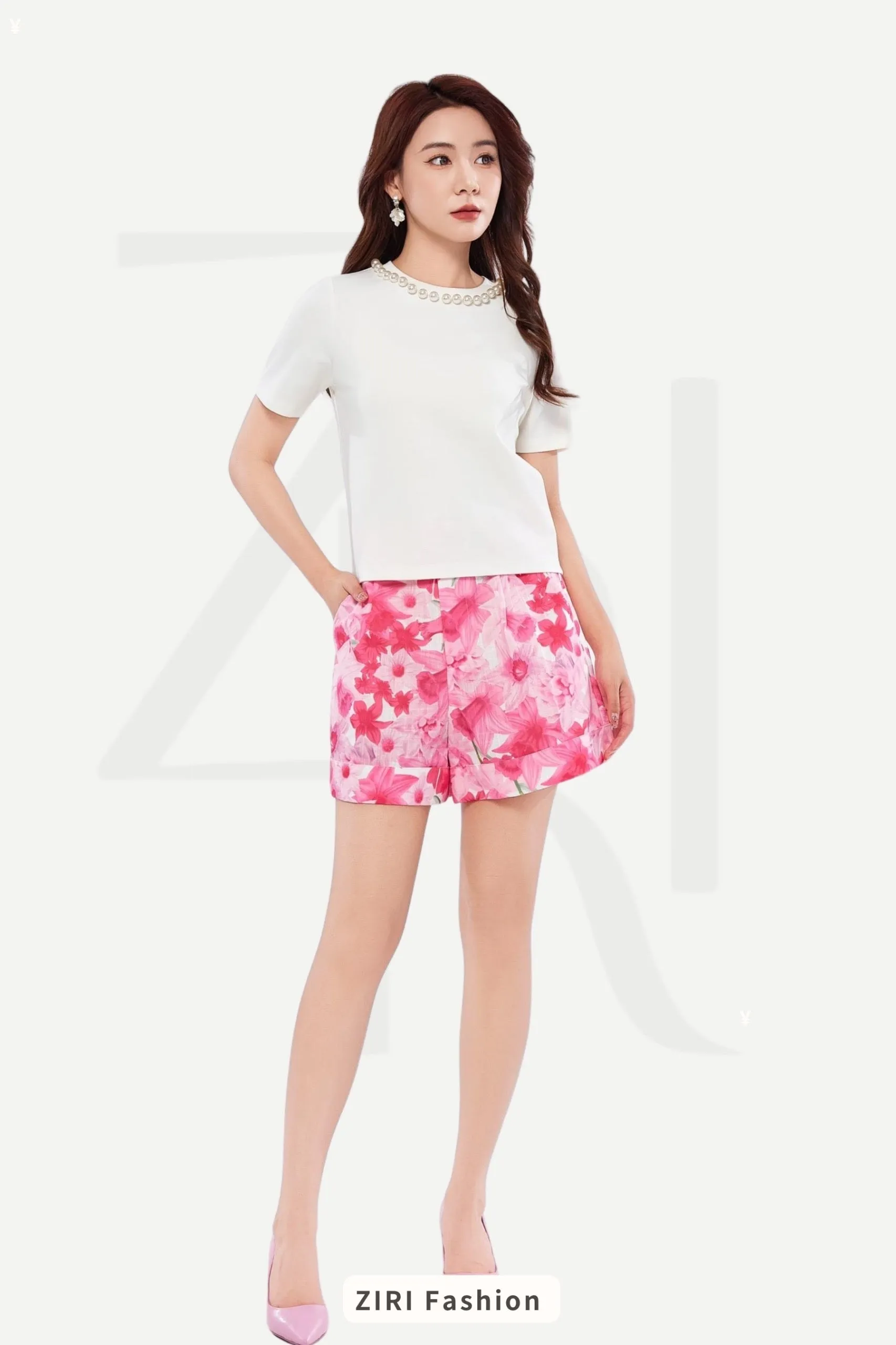 Monet Floral High Waisted Shorts