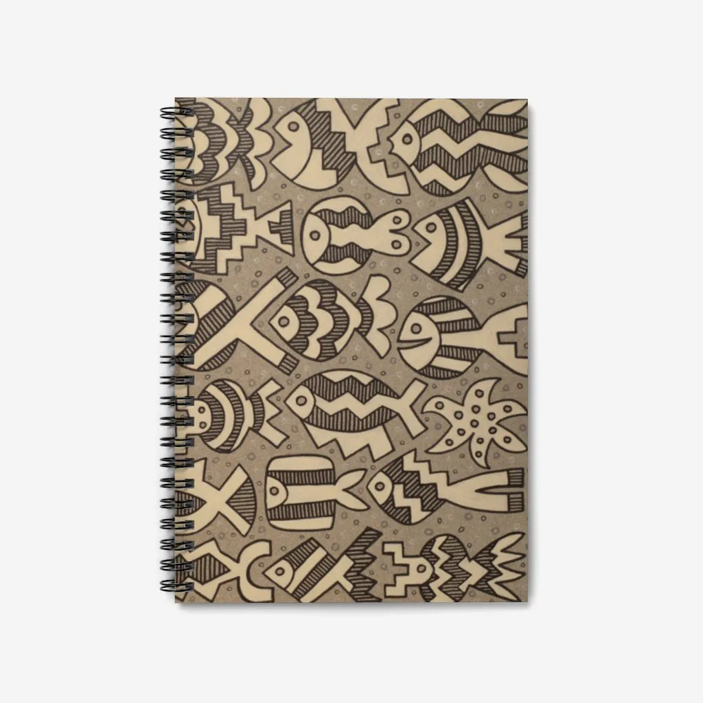 Monochromatic Fish Spiral Notebook