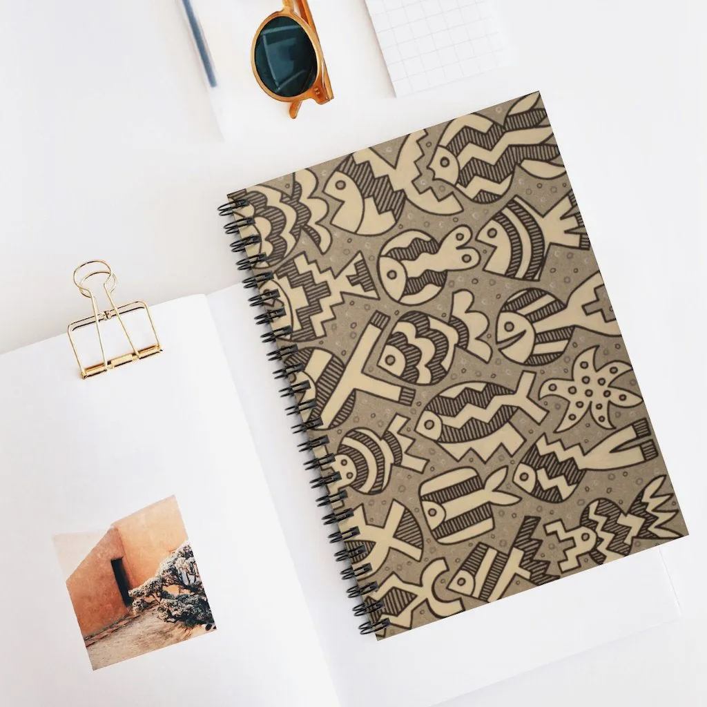 Monochromatic Fish Spiral Notebook