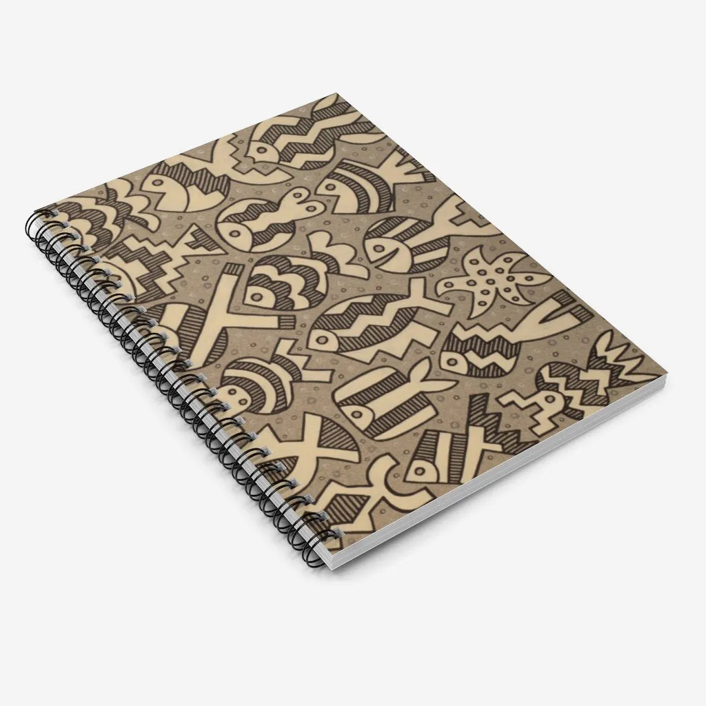 Monochromatic Fish Spiral Notebook