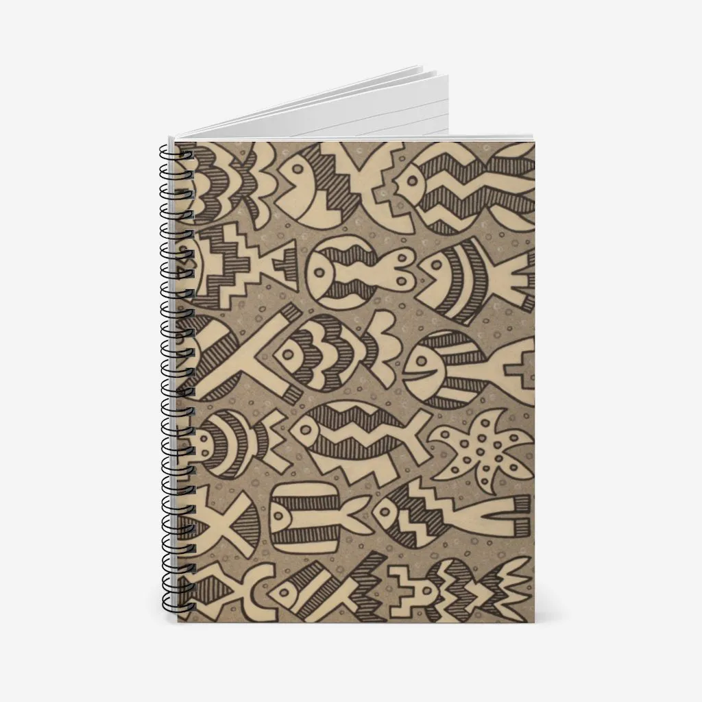 Monochromatic Fish Spiral Notebook
