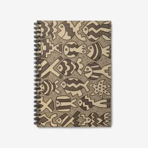 Monochromatic Fish Spiral Notebook